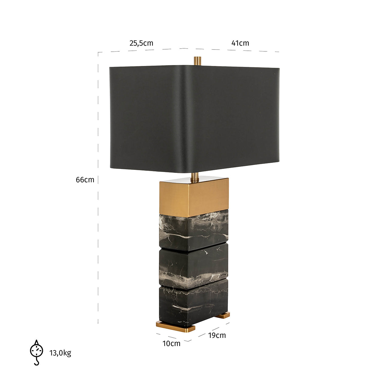 Galda lampa Richmond Interiors Serena 66/41/25,5 cm melns/zelts - N1 Home