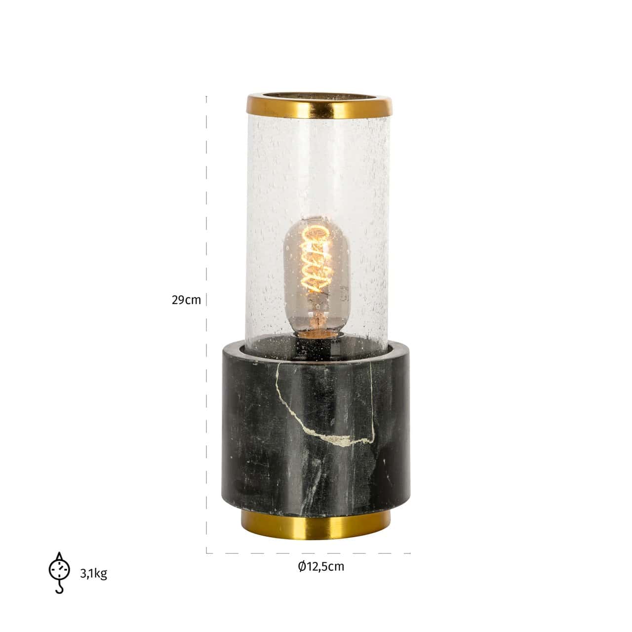 Galda lampa Conan Richmond Interiors 12,5/ 12,5/29 cm melns/zelts