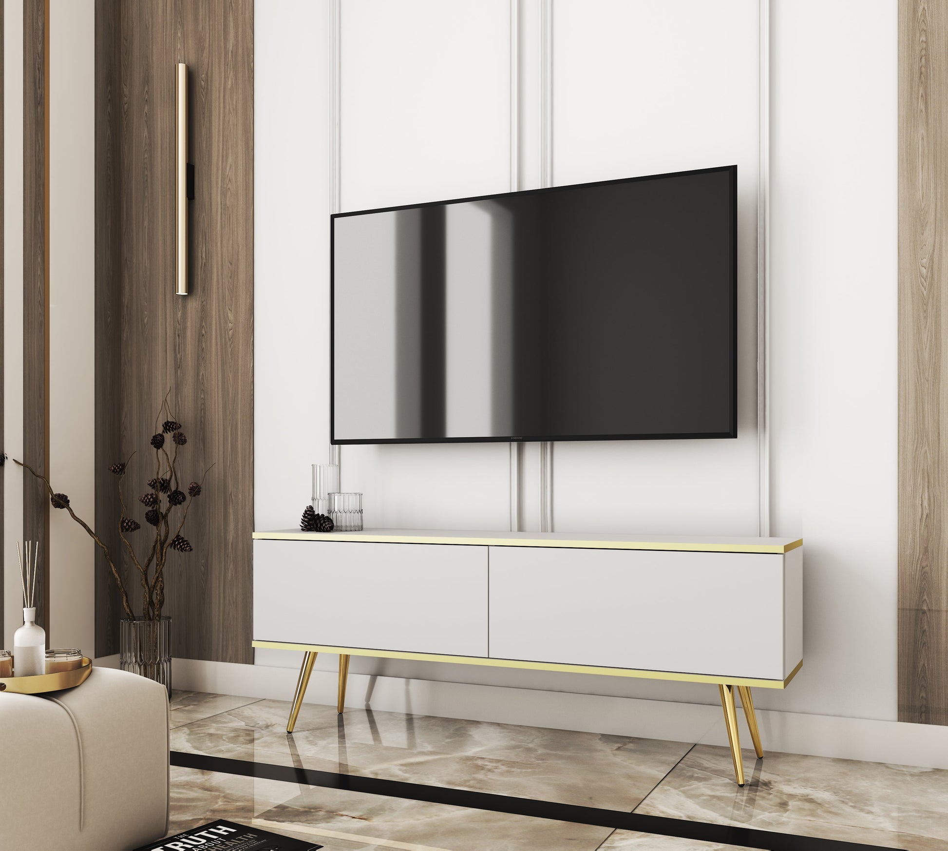 RTV skapis O2 gluda priekšpuse 135/30/32 cm balts - N1 Home