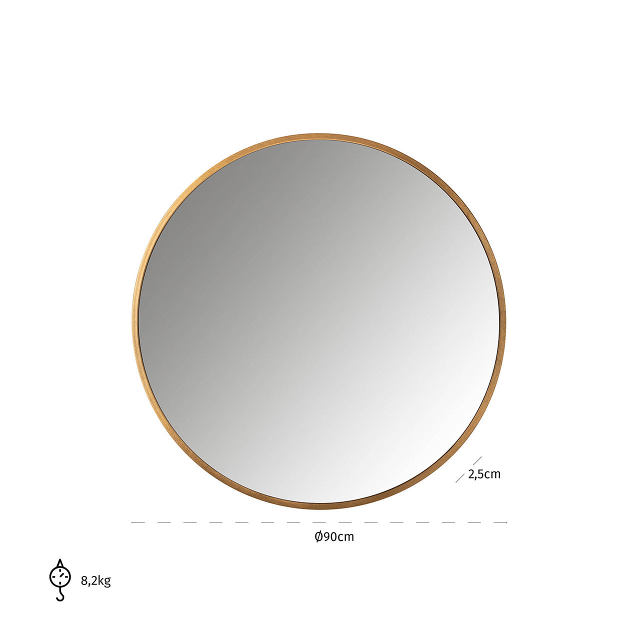 Spogulis Richmond Interiors Maesa 90/90 cm zelts - N1 Home