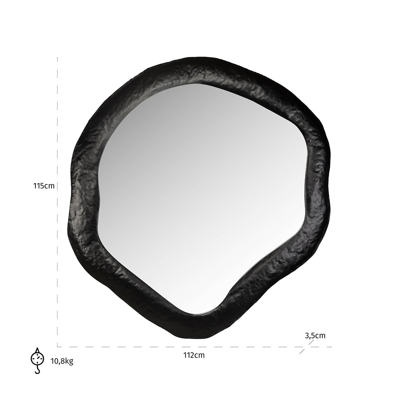Spogulis Richmond Interiors Babet 115/112/3,5 cm melns - N1 Home