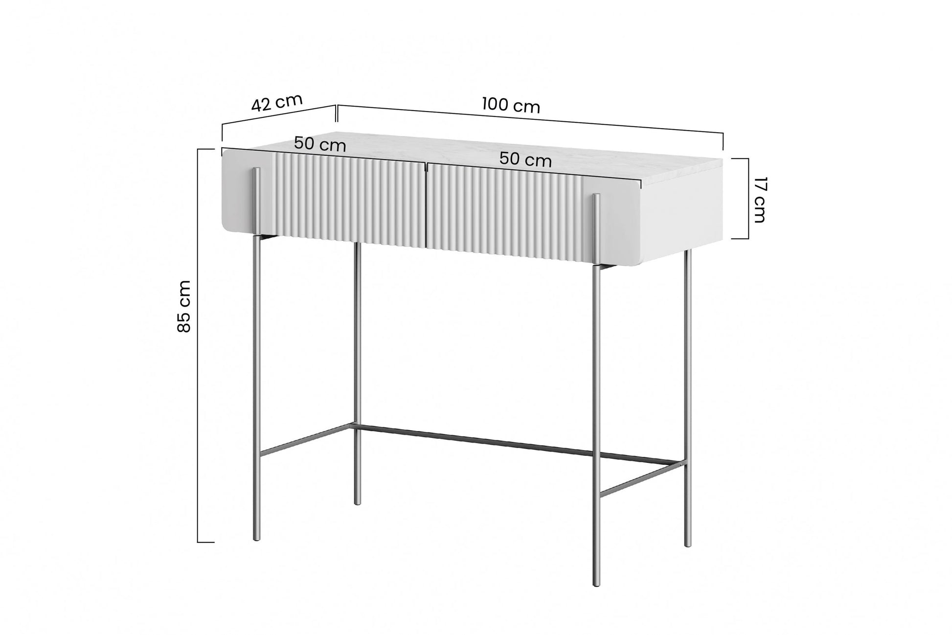 Konsole Dersi 100/85/42 cm kašmirs/zelts - N1 Home
