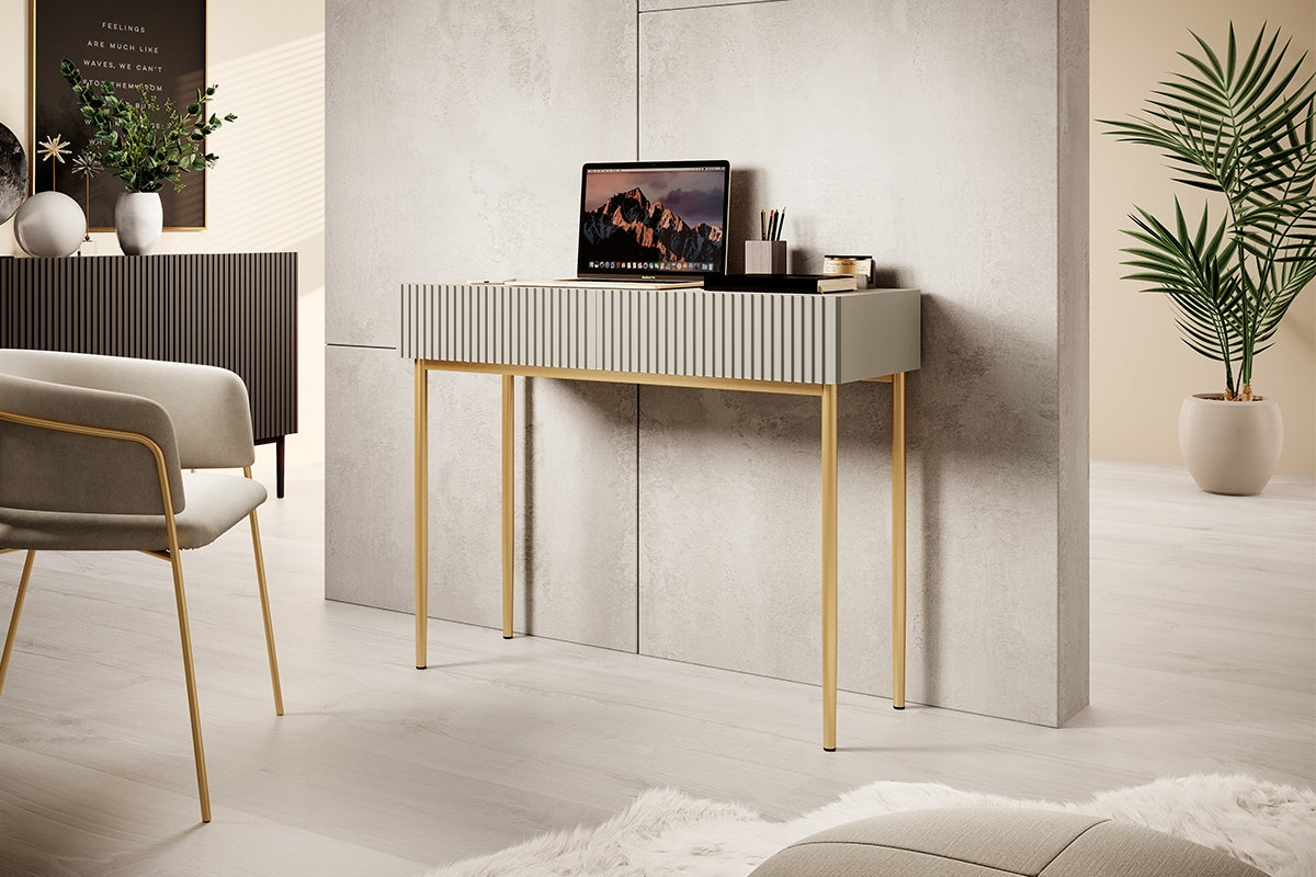 AUSTIN rakstāmgalds/konsole 100/82/41 krēms/zelta kājas - N1 Home