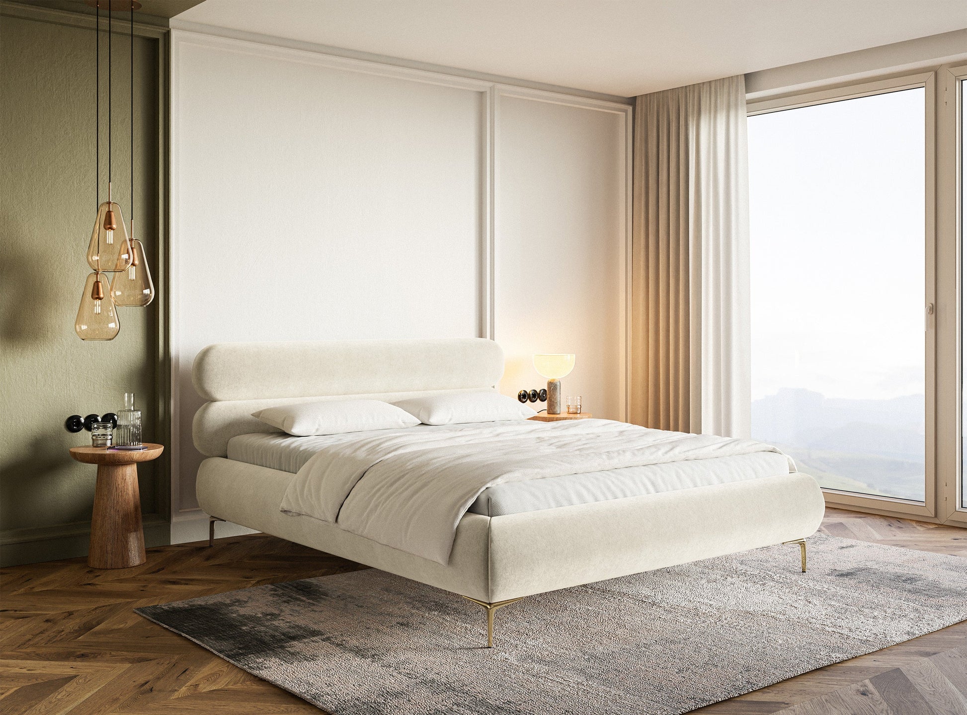 Gulta  Loure 140/160/180x200 cm Amon 18/zelts kājas - N1 Home