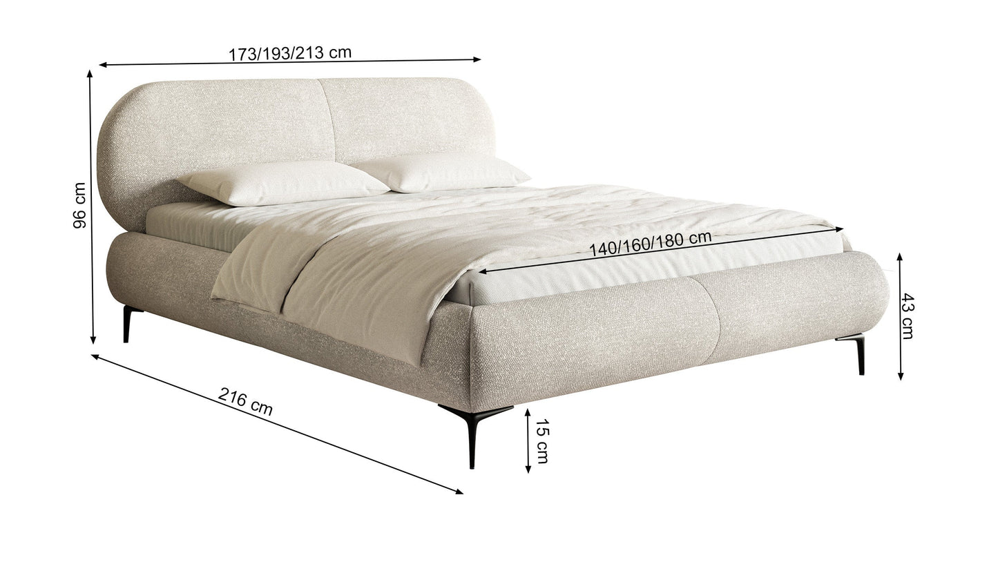 Gulta ar konteineru Valeo 140/160/180x 200 cm Toronto 01 (Lech), zelta kājas - N1 Home