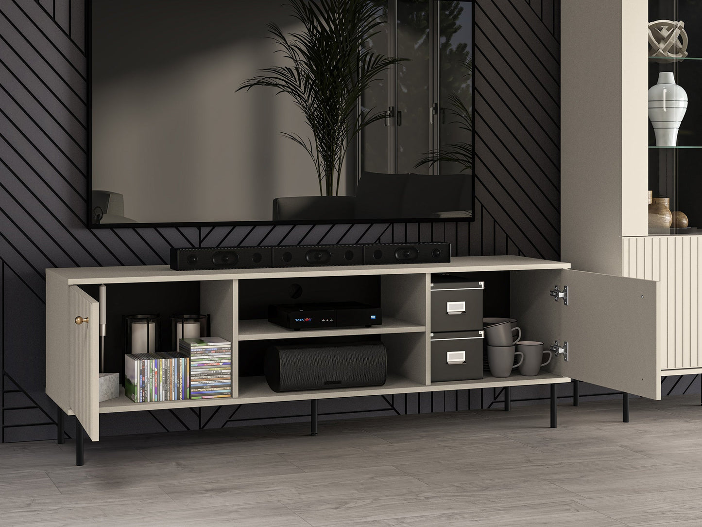 TV skapis Galeto 53/160/40 cm bēšš - N1 Home