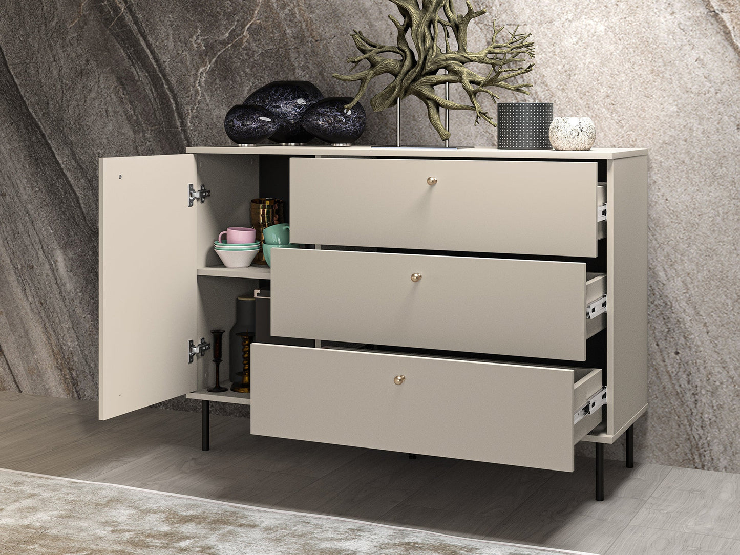 Kumode Galeto 85/120/40 cm bēšs - N1 Home