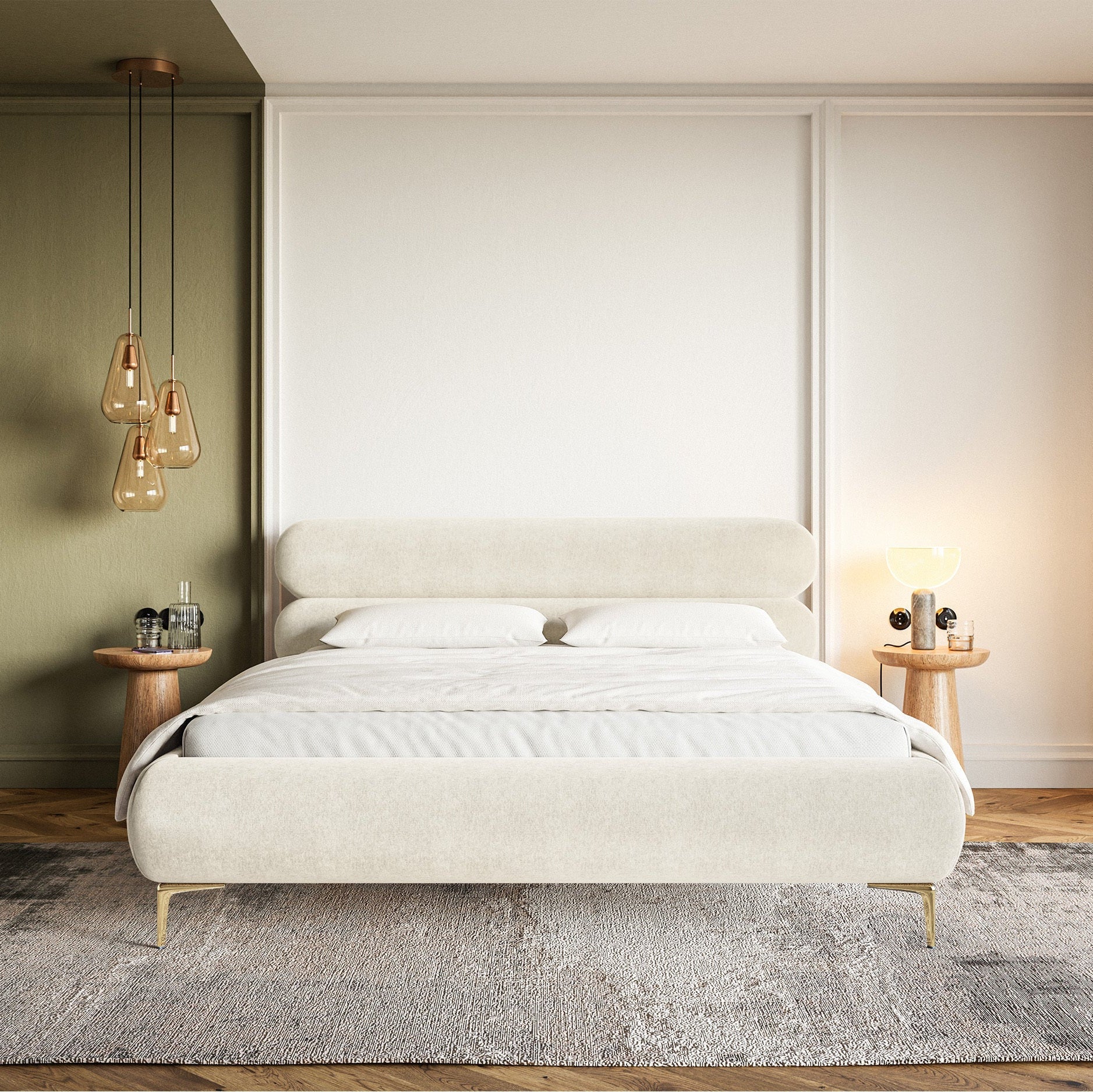 Gulta  Loure 140/160/180x200 cm Amon 18/zelts kājas - N1 Home