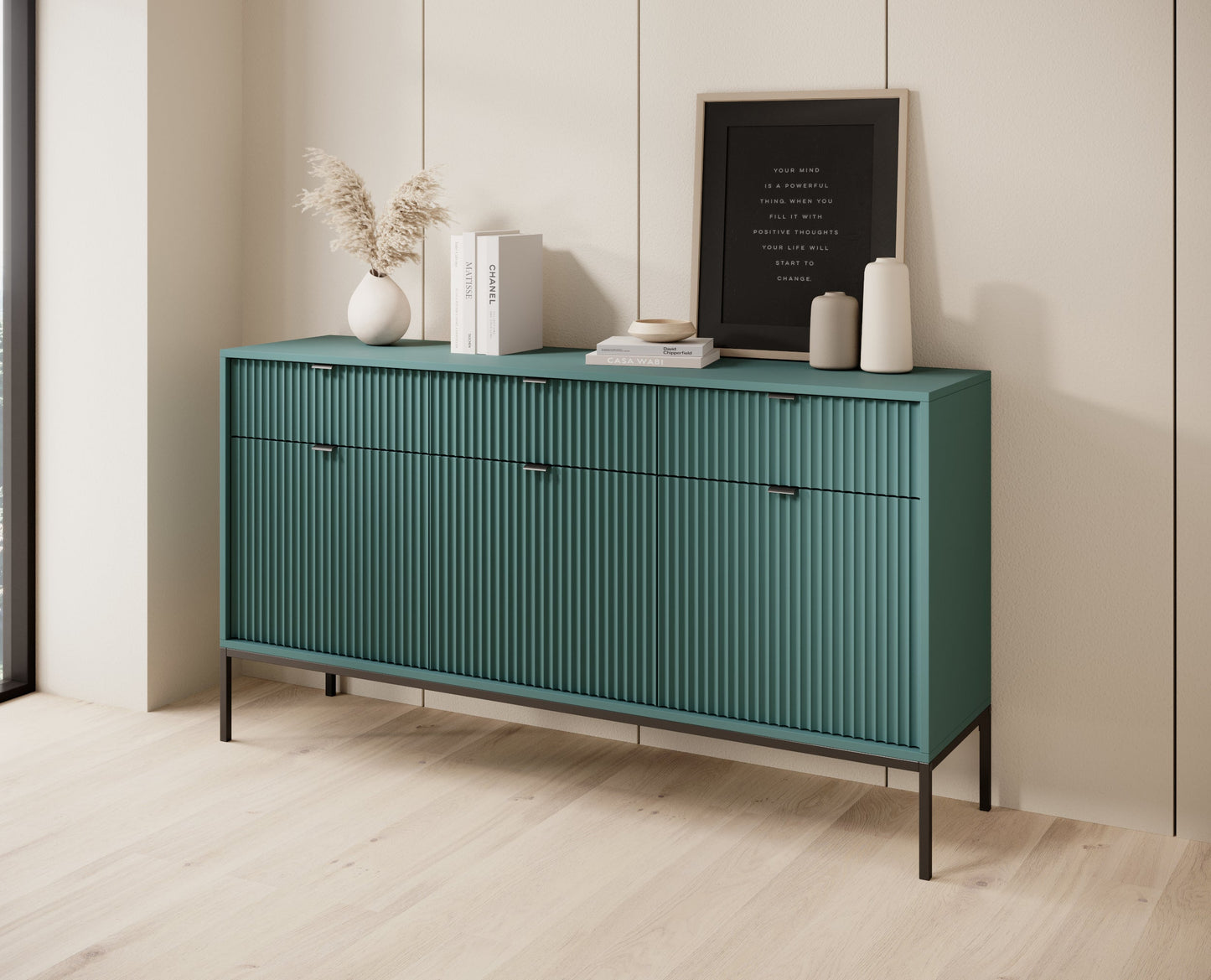 Kumode NV 154/83/39 cm olīves/melns