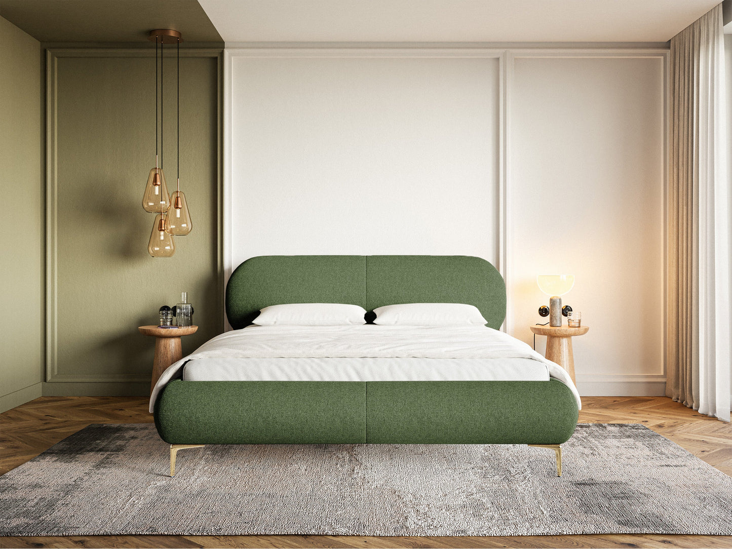 Gulta ar konteineru Valeo 140/160/180x 200 cm Toronto 13 (Lech), zelta kājas - N1 Home
