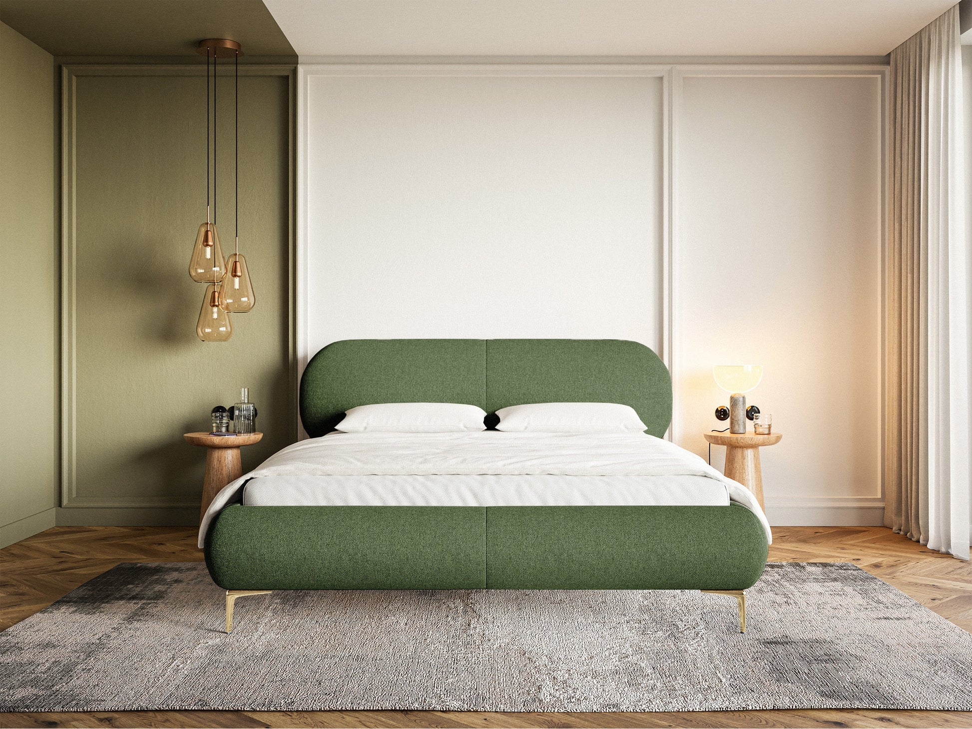Gulta ar konteineru Valeo 140/160/180x 200 cm Toronto 13 (Lech), zelta kājas - N1 Home