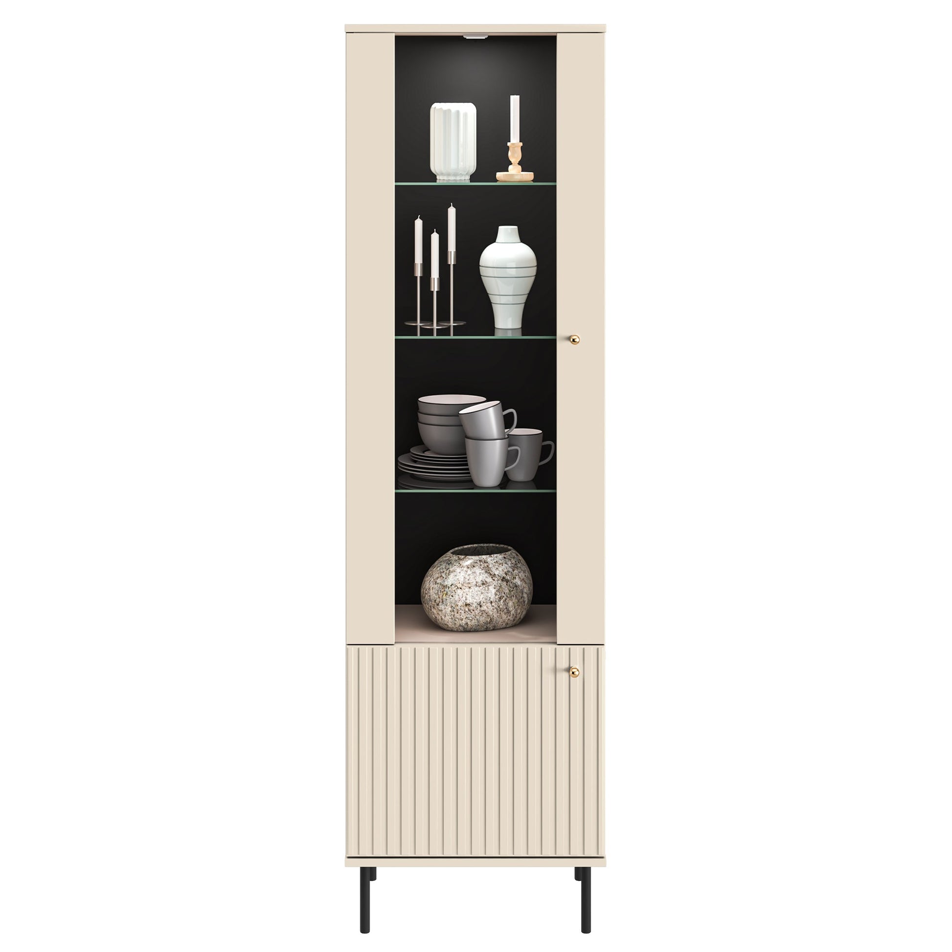 Vitrīnas skapis Galeto 190/55/40 cm bēšs - N1 Home