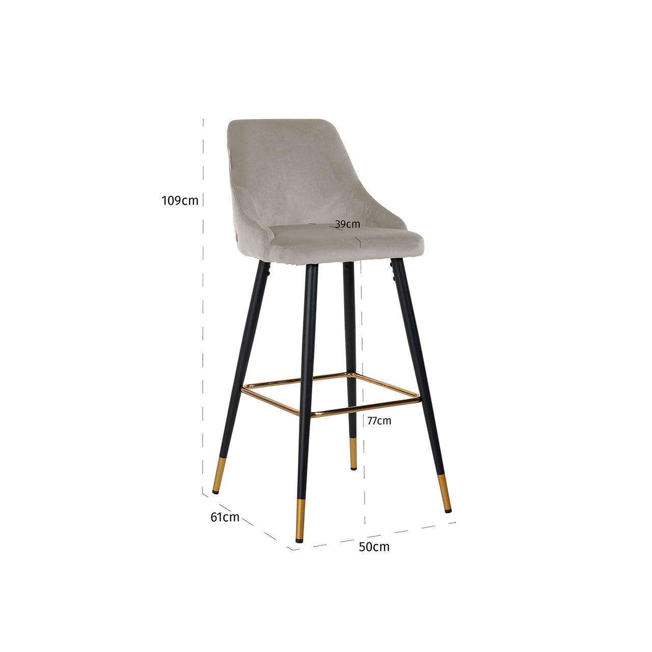 Bāra krēsls Imani Richmond Interiors 109/50/61 cm Quartz Khaki 903 - N1 Home