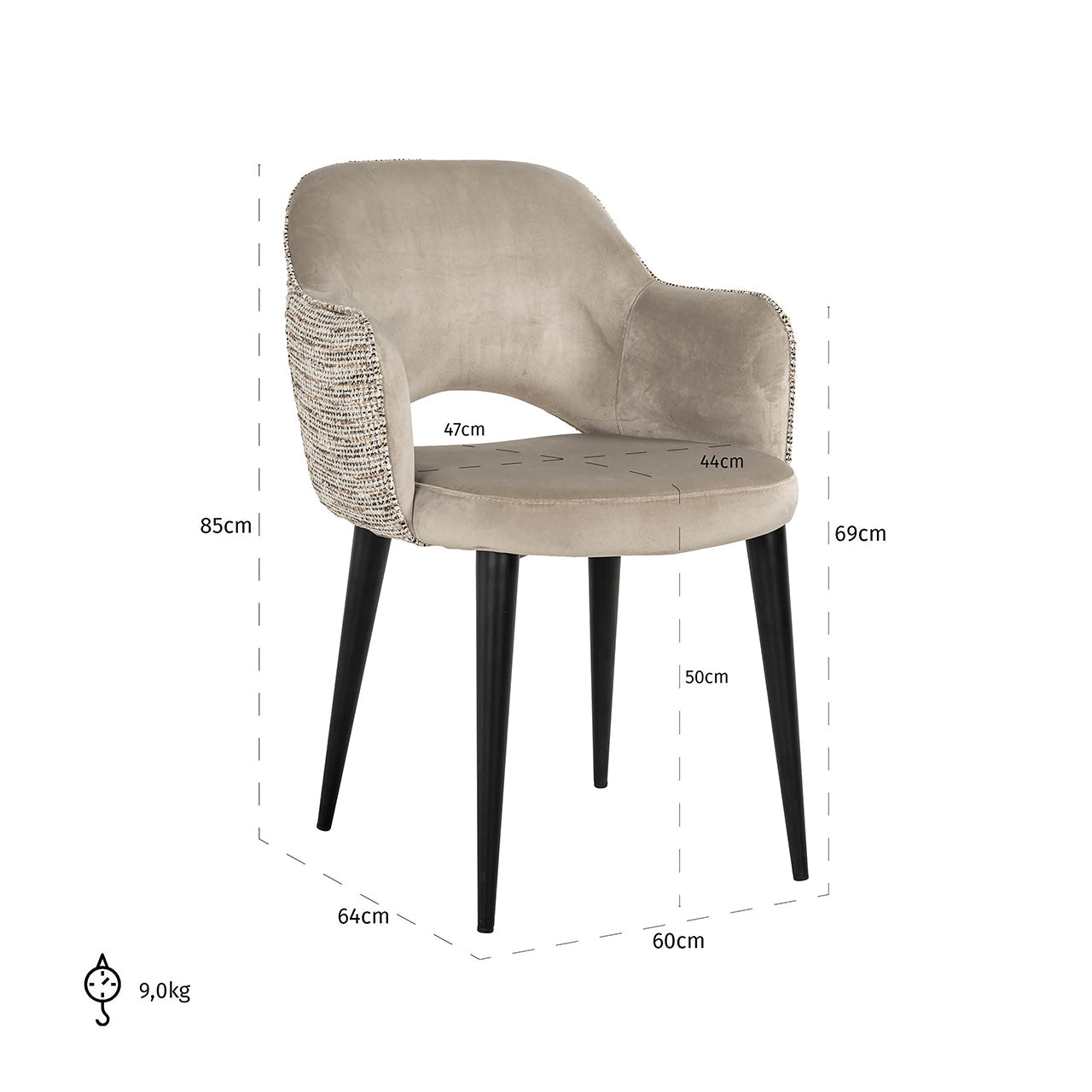 Krēsls Giovanna Richmond Interiors 84/58/63 cm  Be Trendy 01 Nature - N1 Home
