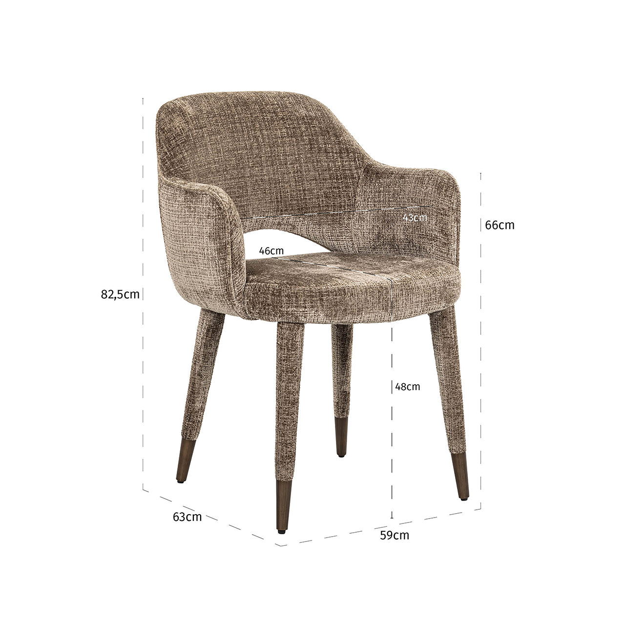 Krēsls Donnatella Richmond Interiors 83/59/63 cm Niagara 104 Stone Chenille - N1 Home