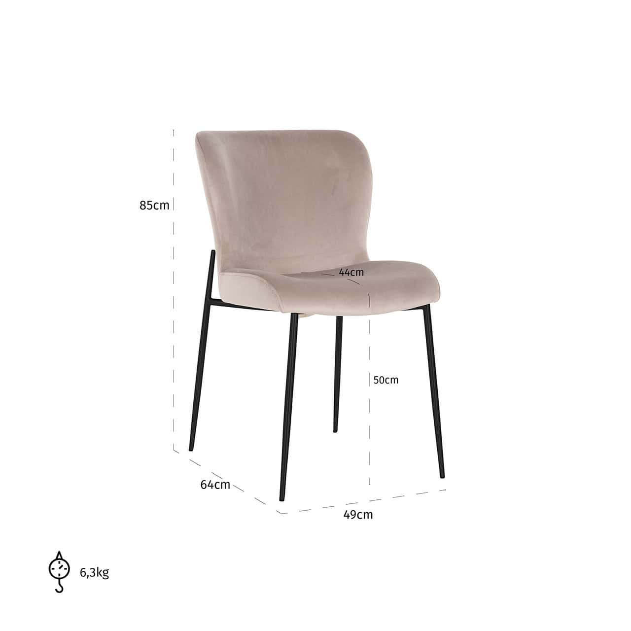 Krēsls Darby (Set of 2) Richmond Interiors 49/85/64 cm khaki velvet fire retardant