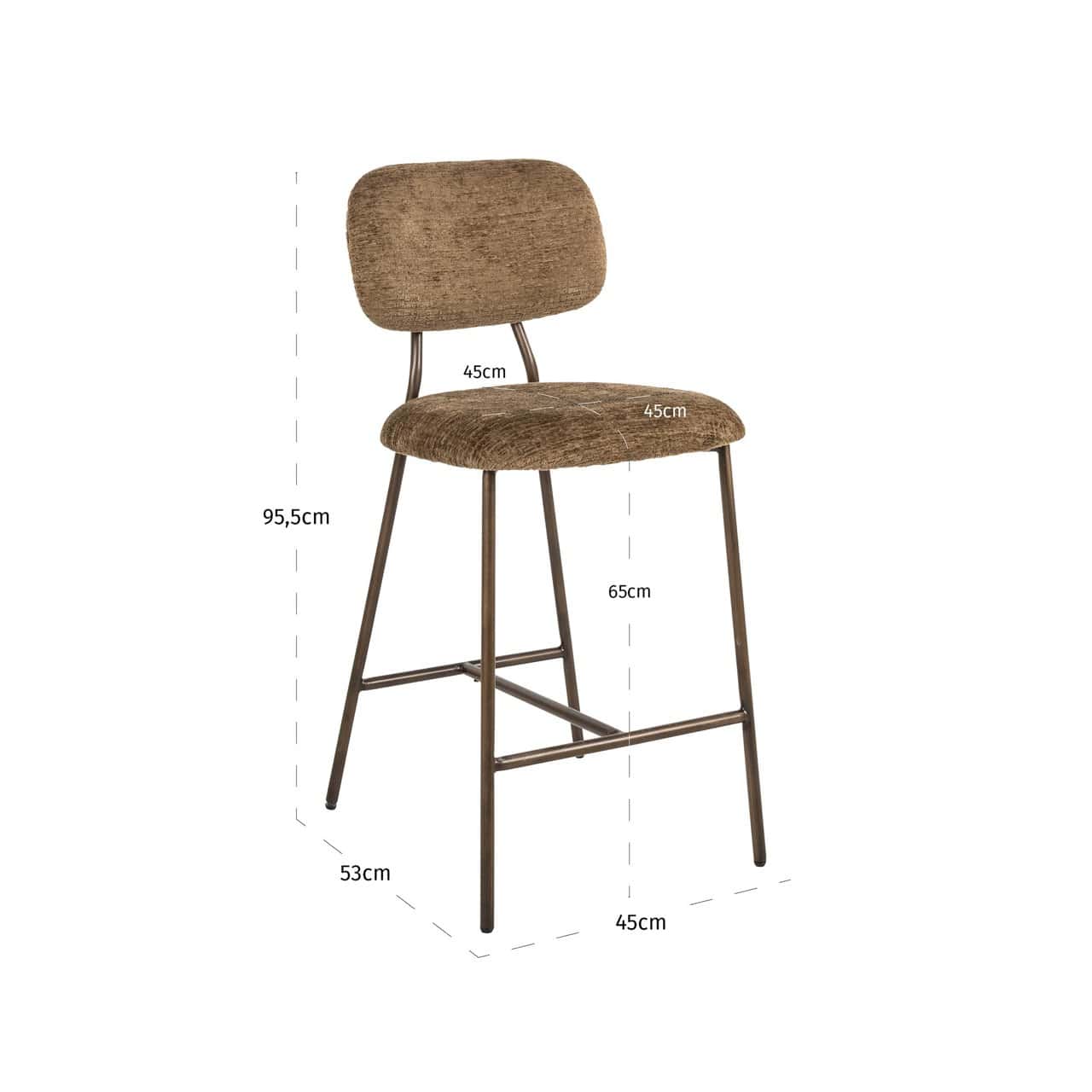 Bāra krēsls Xenia (Set of 2) Richmond Interiors 95/45/53 cm brandy fusion fire retardant