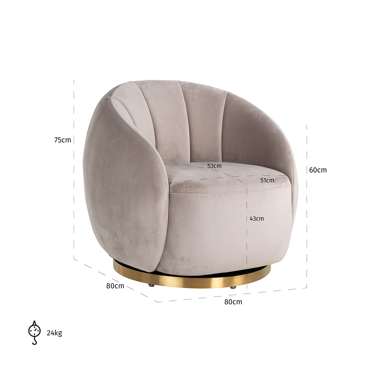 Grozāmais atpūtas krēsls Jago Richmond Interiors 75/80/80 cm Quartz Khaki 903 - N1 Home