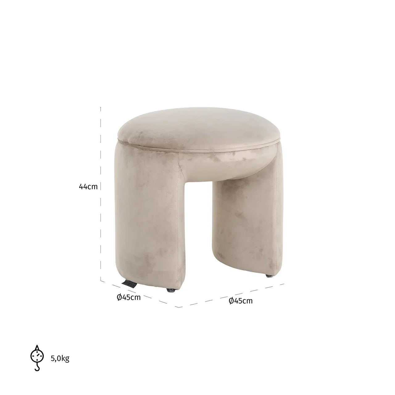 Pufs Fargo Richmond Interiors 44/45/45 cm Quartz Khaki 903 - N1 Home