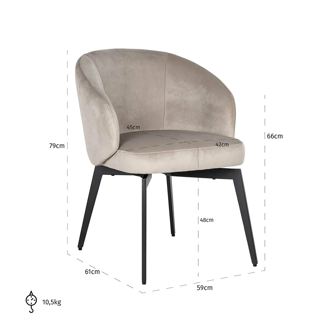 Krēsls Amphara Richmond Interiors 81/62/61 cm FR-Quartz 903 Khaki - N1 Home