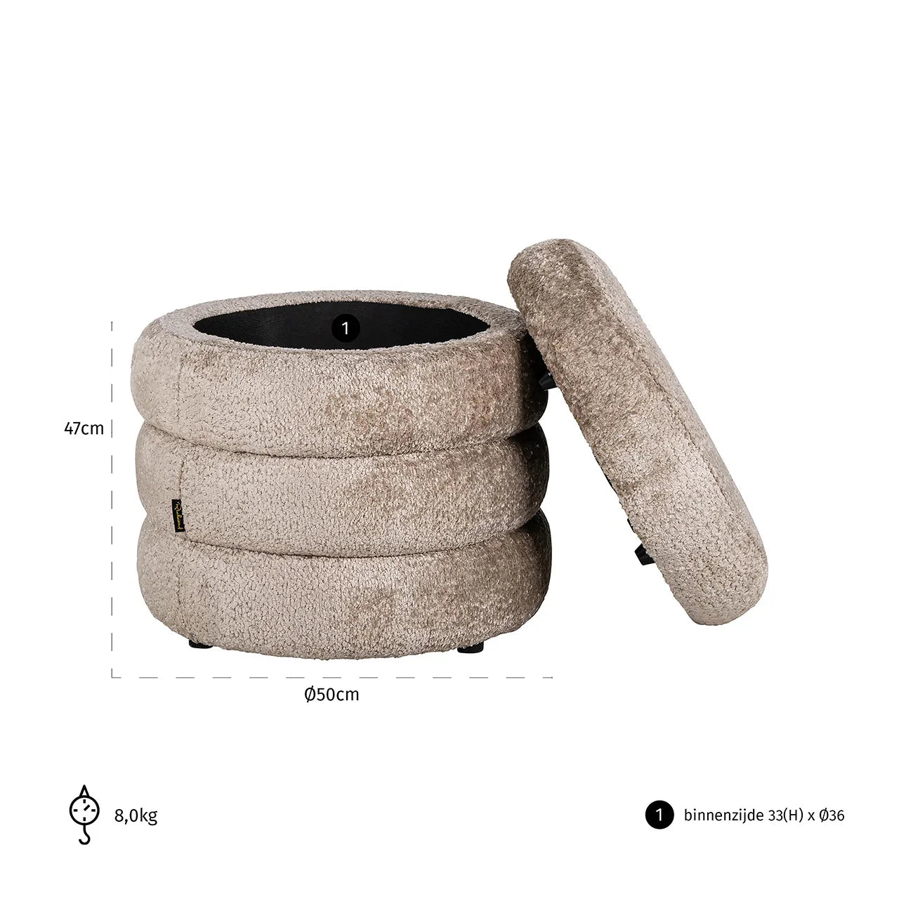 Pufs Adele Richmond Interiors 48/47/47 cm Sheep 01 nature - N1 Home