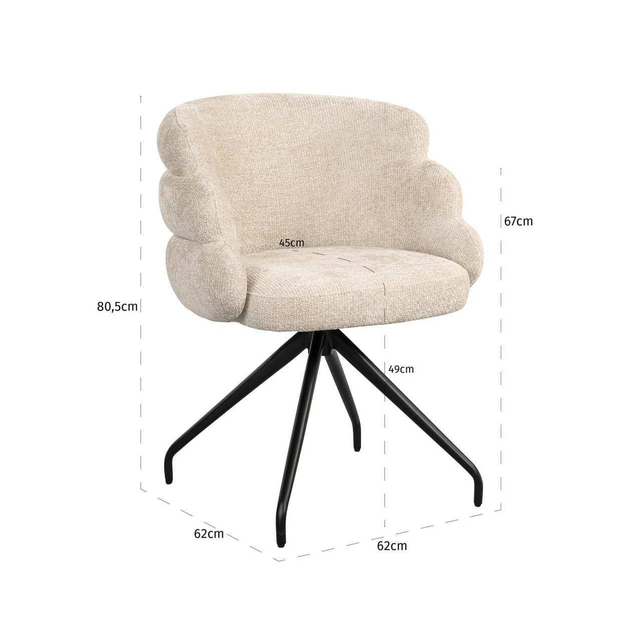 Krēsls Kayla Richmond Interiors 62/80/62 cm cream unicorn