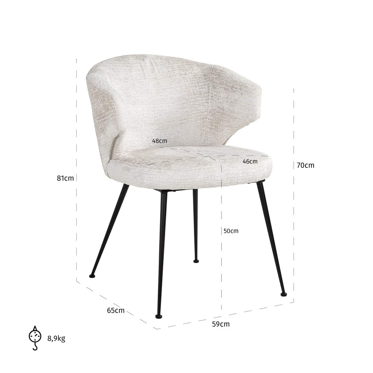 Krēsls Xandra Richmond Interiors 59/80/67 cm cream fusion