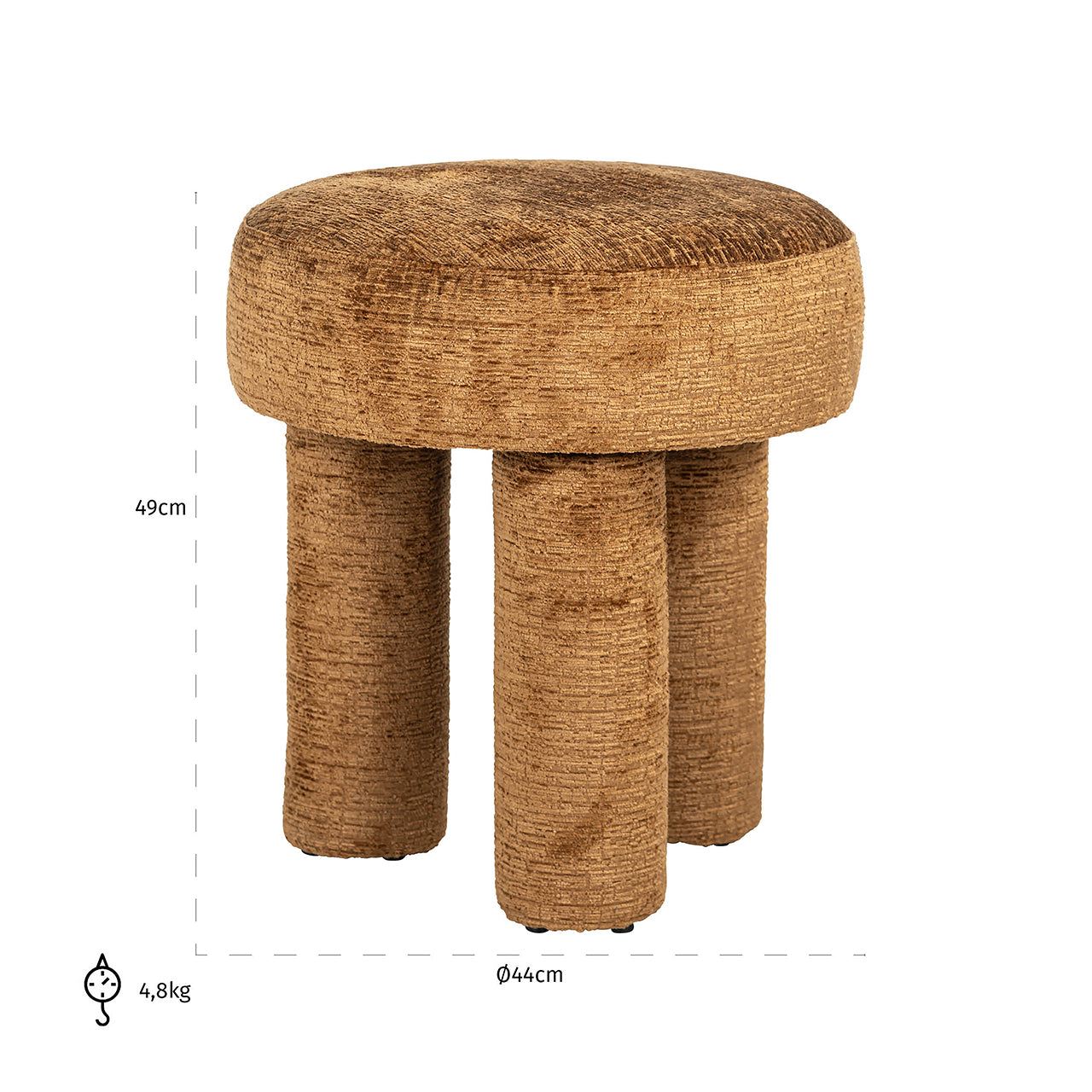 Pufs Pommery Richmond Interiors 49/44/44 cm Fusion cognac 28 - N1 Home