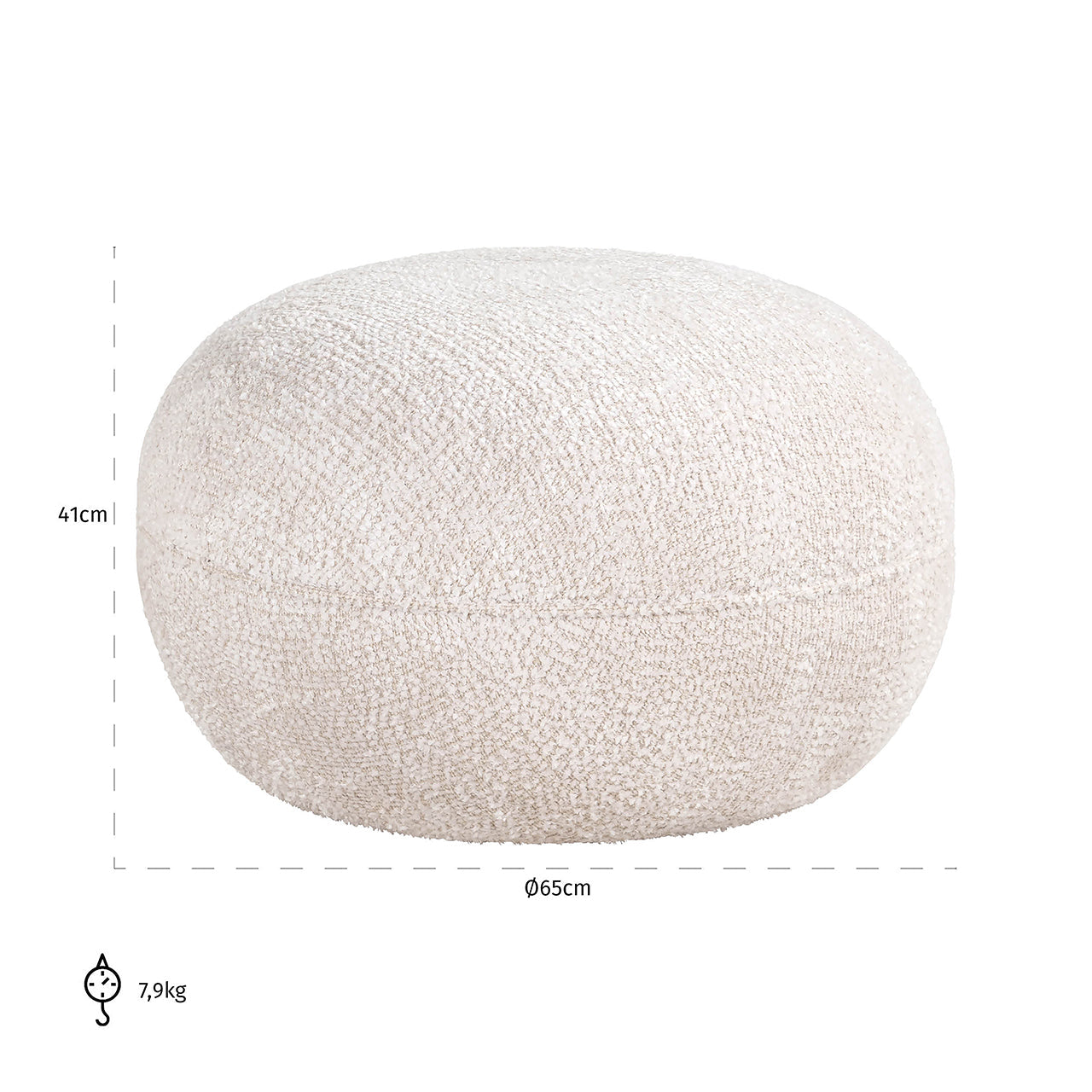 Pufs Jace Richmond Interiors 40/65/65 cm Be Lovely 11 Cream - N1 Home