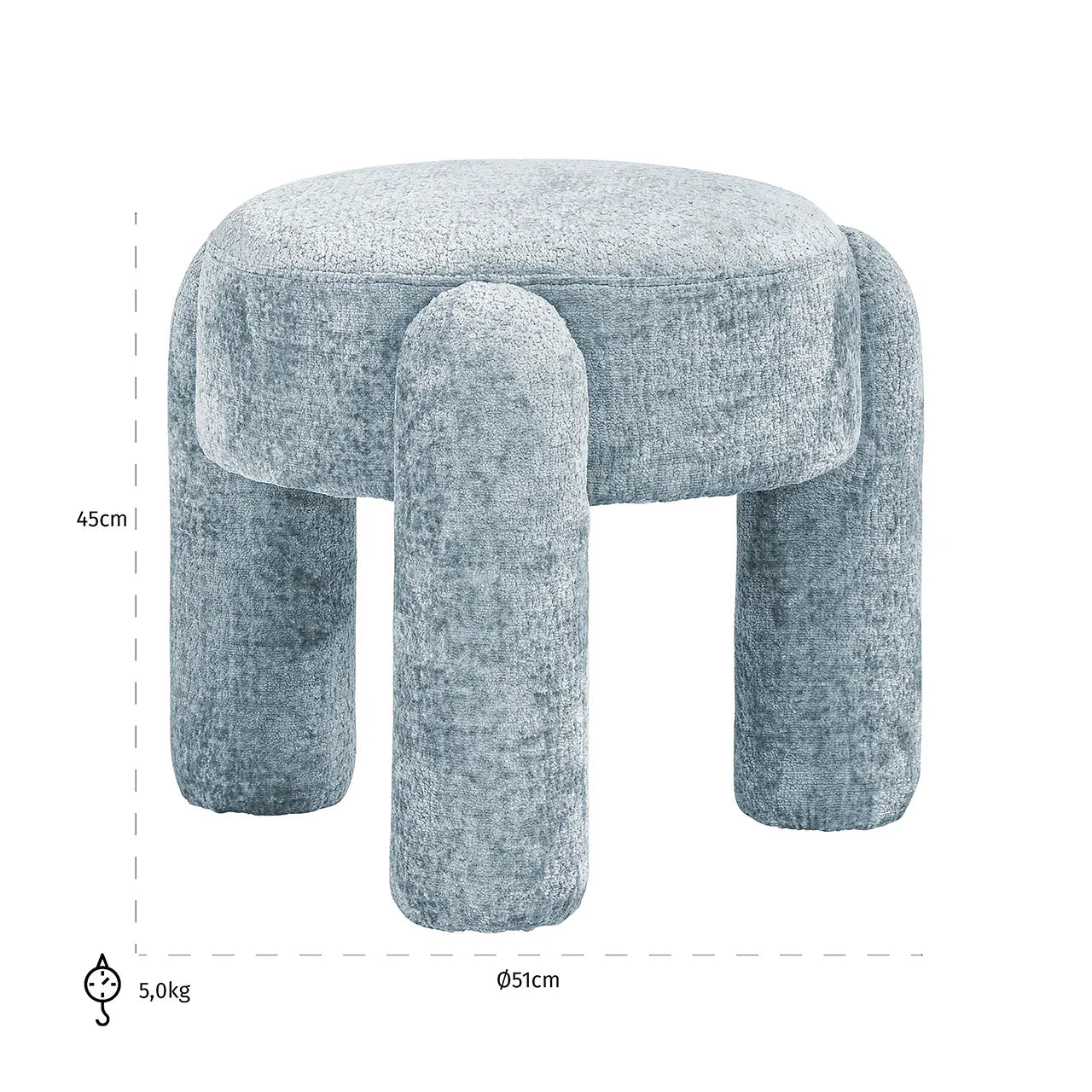 Pufs Holly Richmond Interiors 43/51/51 cm Bergen 602 Light blue Chenille - N1 Home