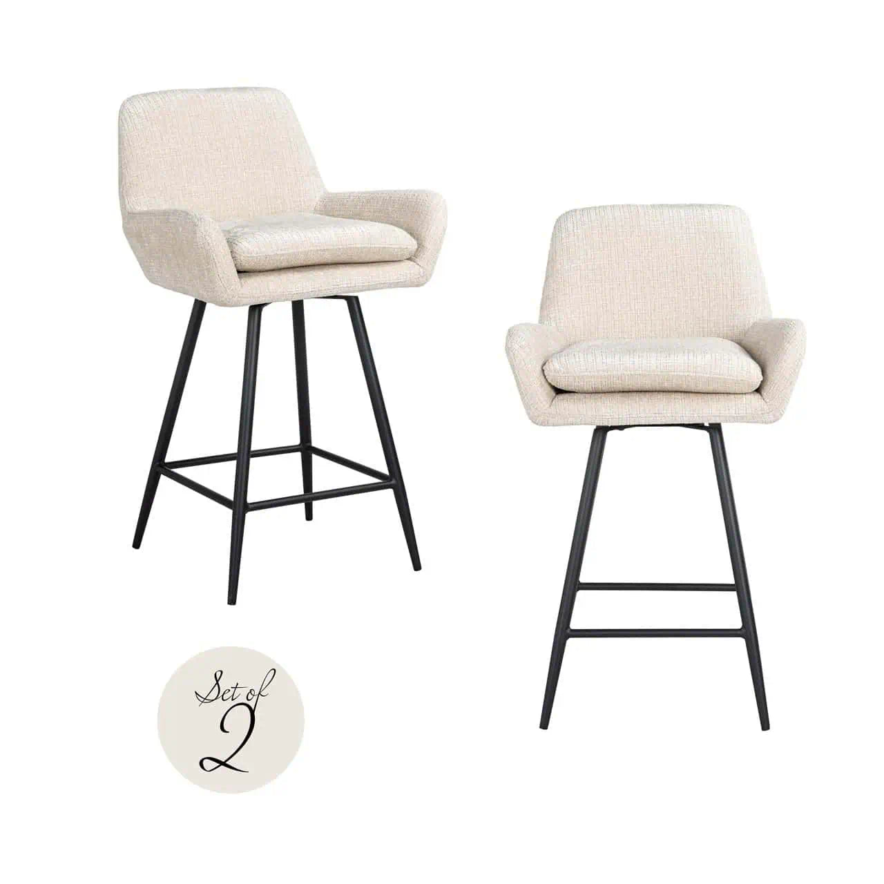 Bāra krēsls Linsey (Set of 2) Richmond Interiors 91/54/53 cm niagara beige - N1 Home