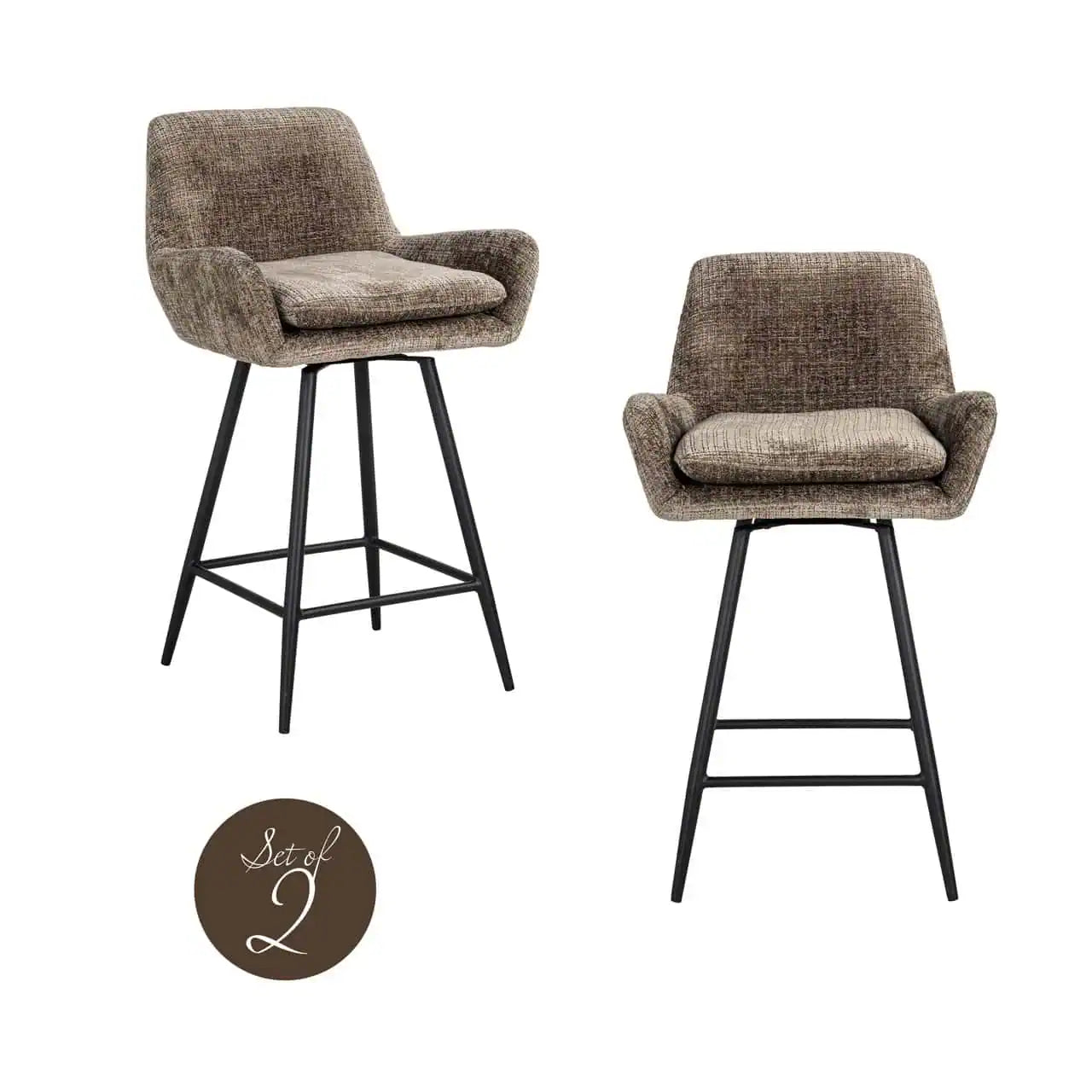 Bāra krēsls Linsey (Set of 2) Richmond Interiors 91/54/53 cm niagara stone - N1 Home