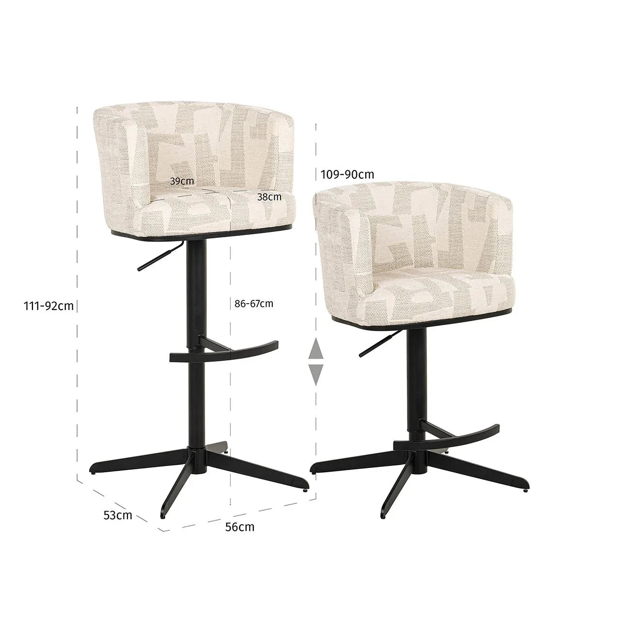 Bāra krēsls Cheyenne Richmond Interiors 92/56/53 cm bēšš - N1 Home