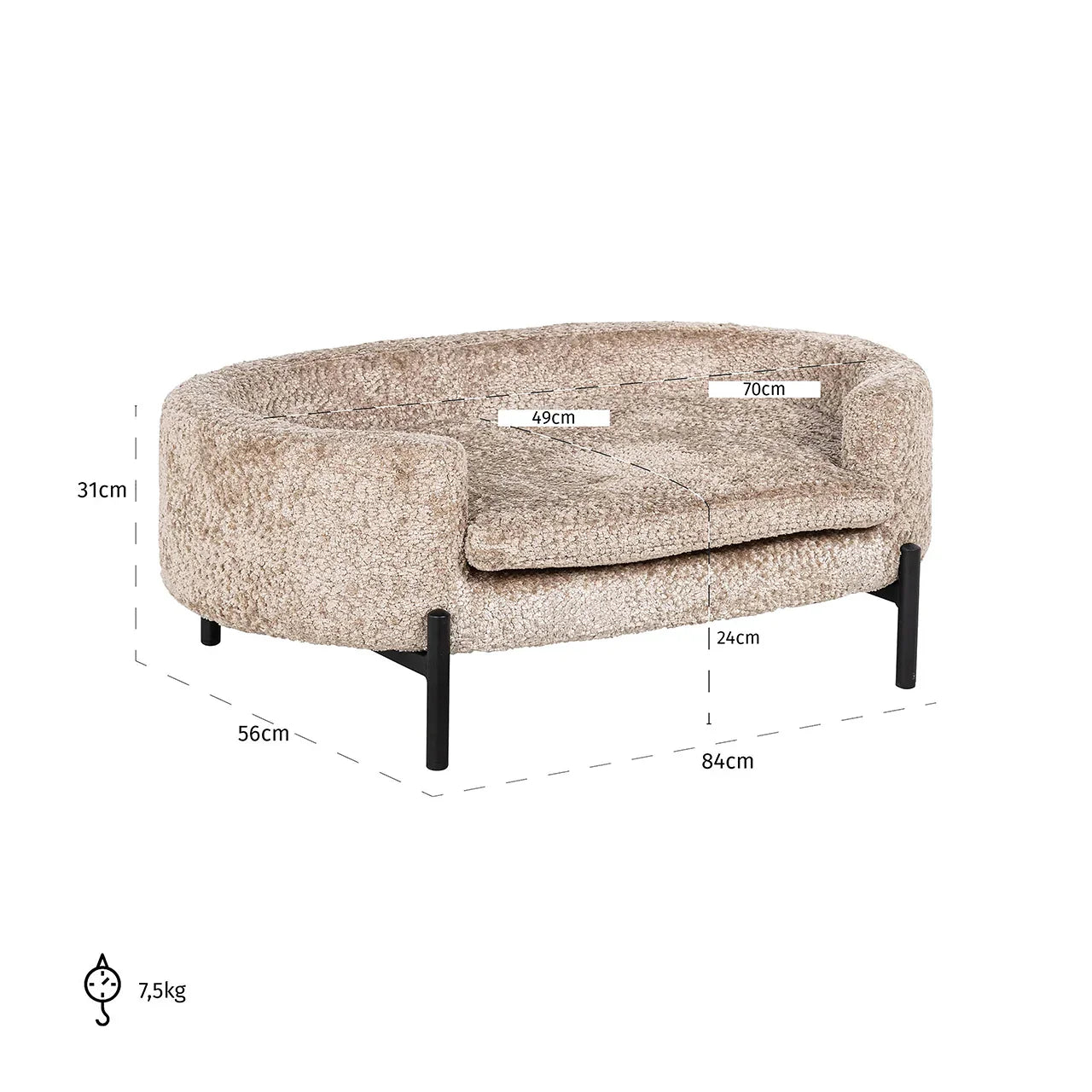 Mājdzīvnieku gulta Dolly Rchmond Interiors 31/84/56 cm Sheep 01 nature - N1 Home