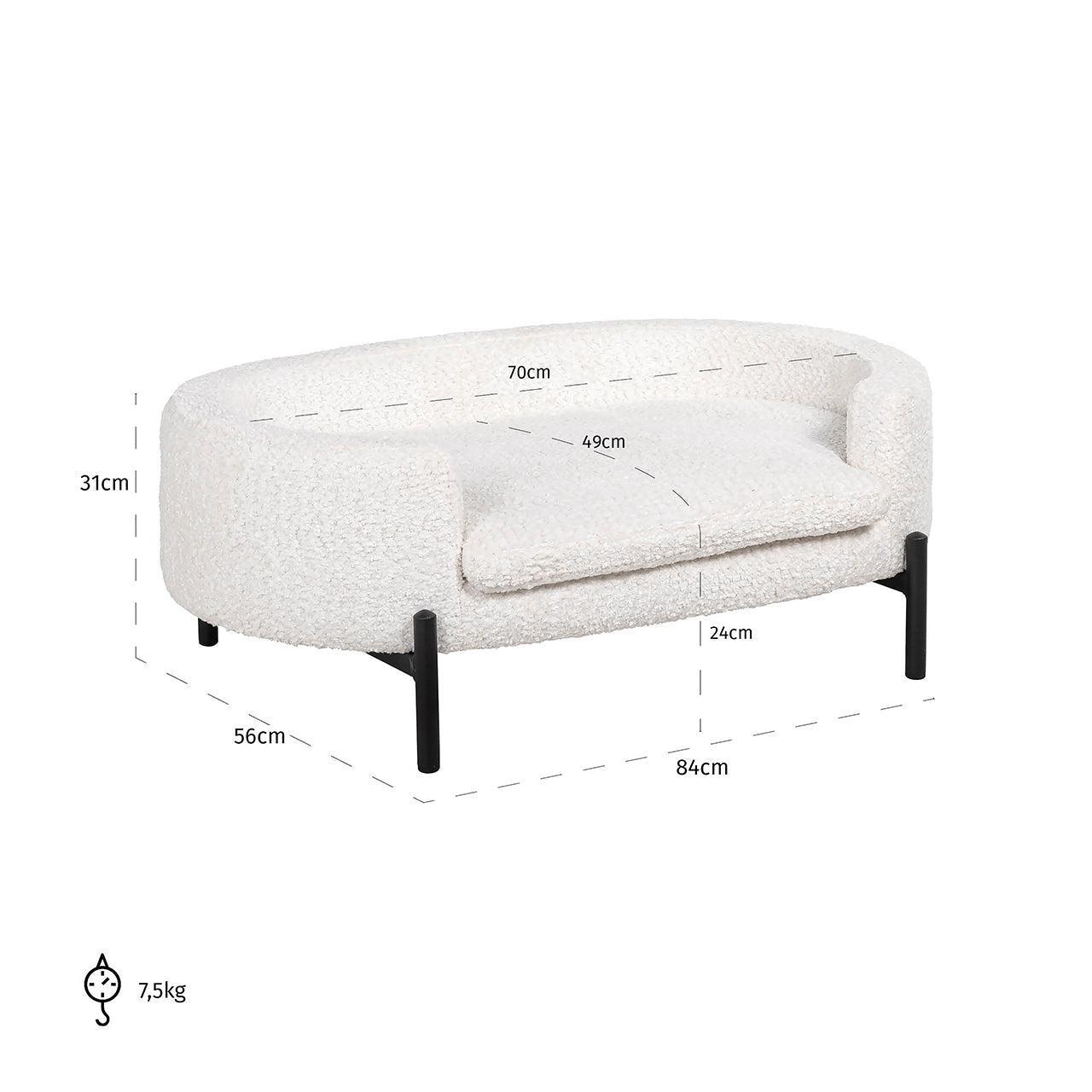 Mājdzīvnieku gulta Dolly Rchmond Interiors 31/84/56 cm Sheep 02 white - N1 Home
