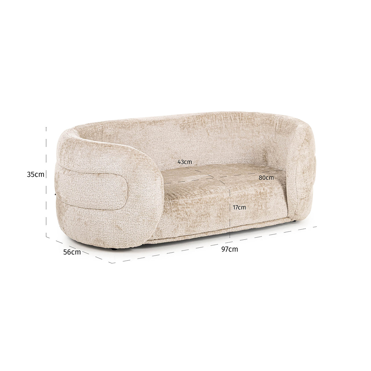 Mājdzīvnieku gulta Bingo Richmond Interiors 35/97/56 cm Bergen 902 clay chenille - N1 Home