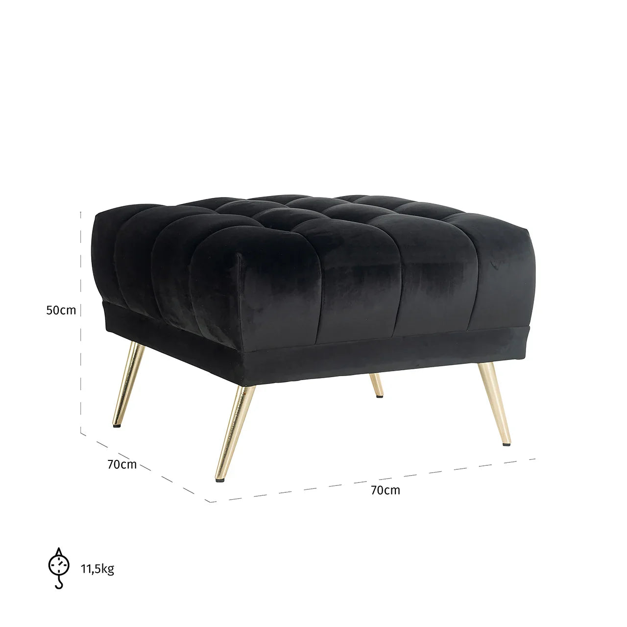 Pufs Huxley Richmond Interiors 47/70/70 cm Quartz Antraciet 801 - N1 Home