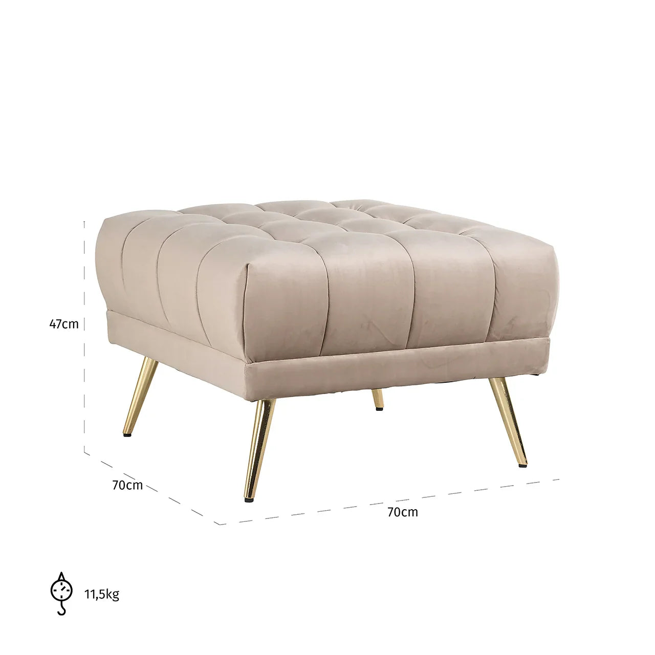 Pufs Huxley Richmond Interiors 47/70/70 cm Quartz Khaki 903 - N1 Home