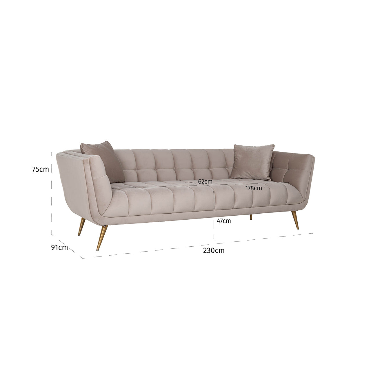 Dīvāns Huxley Richmond Interiors 75/230/91 cm Quartz Khaki 903 - N1 Home