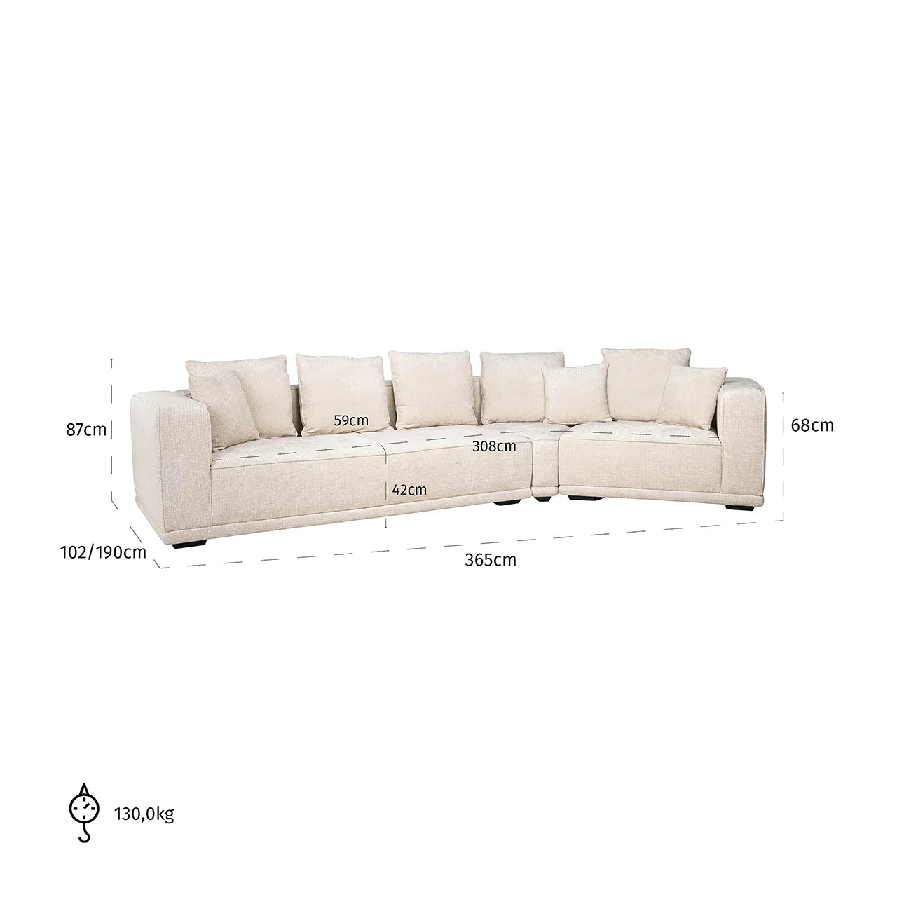 Dīvāns Lusso 4-vietīgs Richmond Interiors 68/365/102 cm Niagara 902 beige Chenille - N1 Home