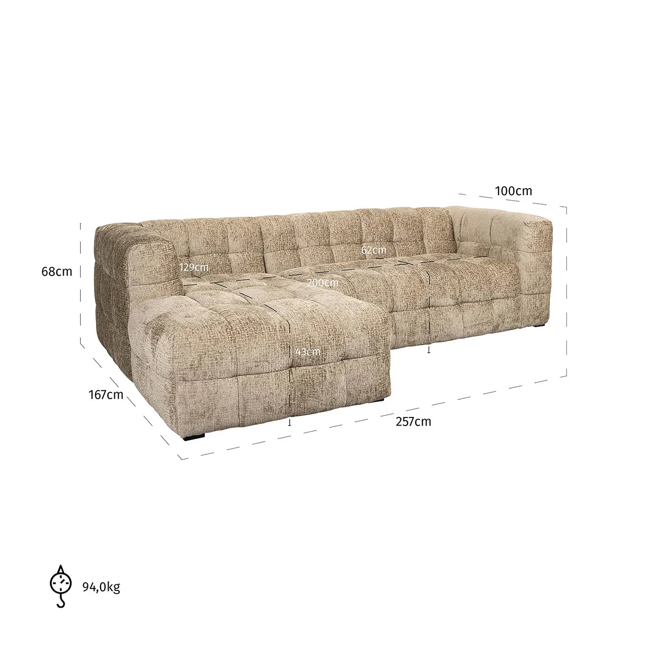 Dīvāns Merrol Richmond Interiors 70/258/167 cm Fusion 109 desert - N1 Home