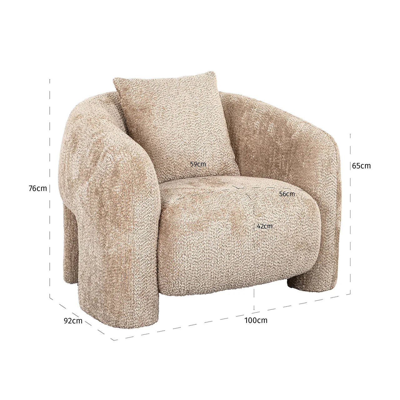 Atpūtas krēsls Milania Richmond Interiors 76/100/92 cm  Be Lovely 170 Beige - N1 Home