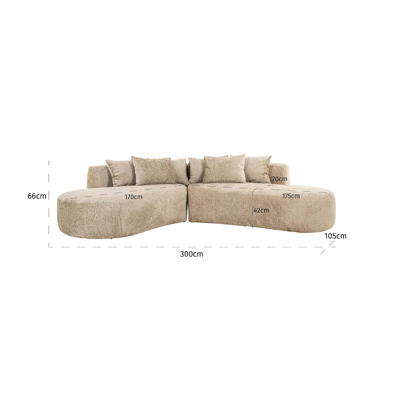 Dīvāns Cassie Richmond Interiors 66/300/105 cm Fusion 109 desert - N1 Home