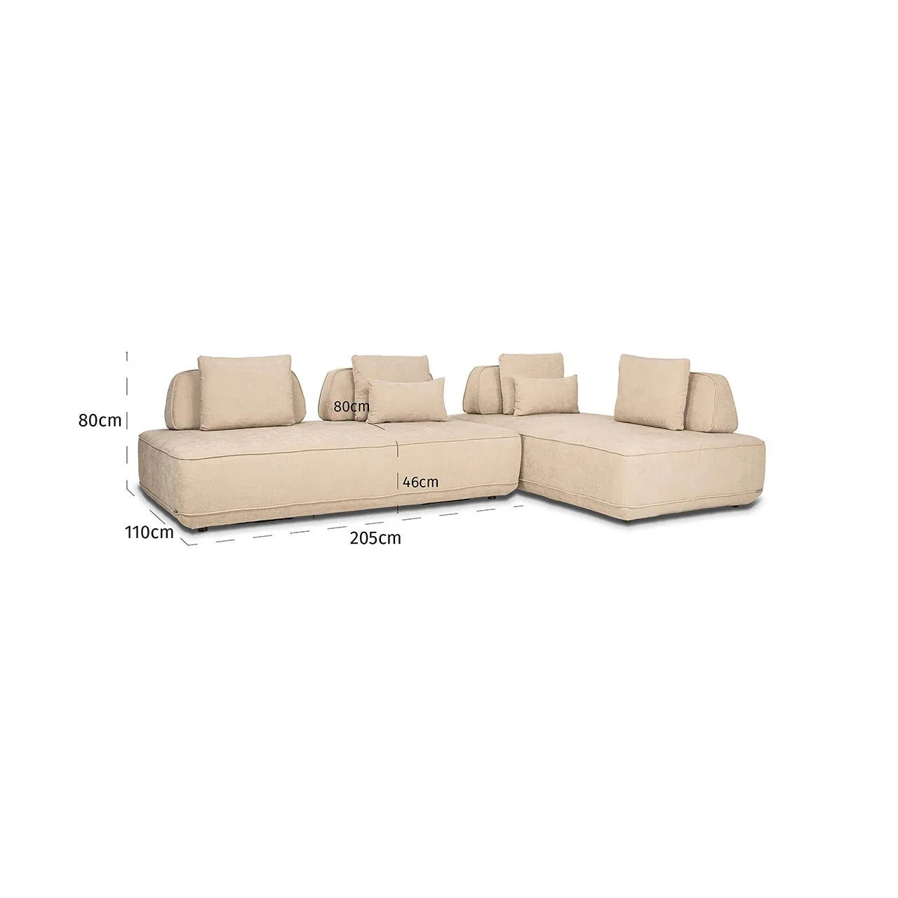Dīvāns Tudor ar noņemamu atzveltni Richmond Interiors 80/318/205 cm Sand olympus - N1 Home