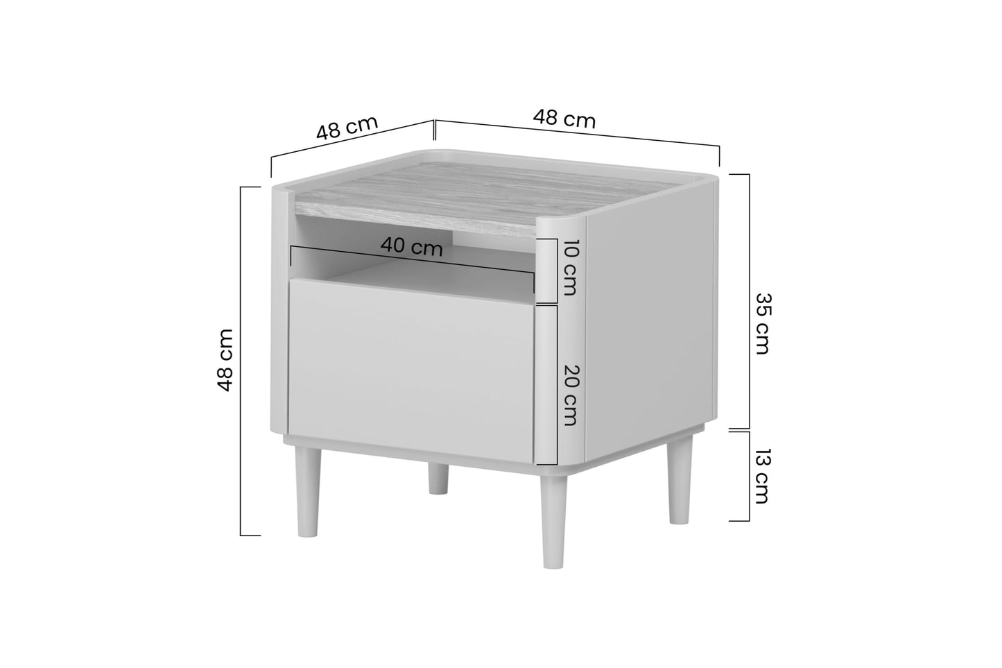 Naktsskapītis Elva 48/48/48 cm Kašmirs / Eļļots ozols - N1 Home