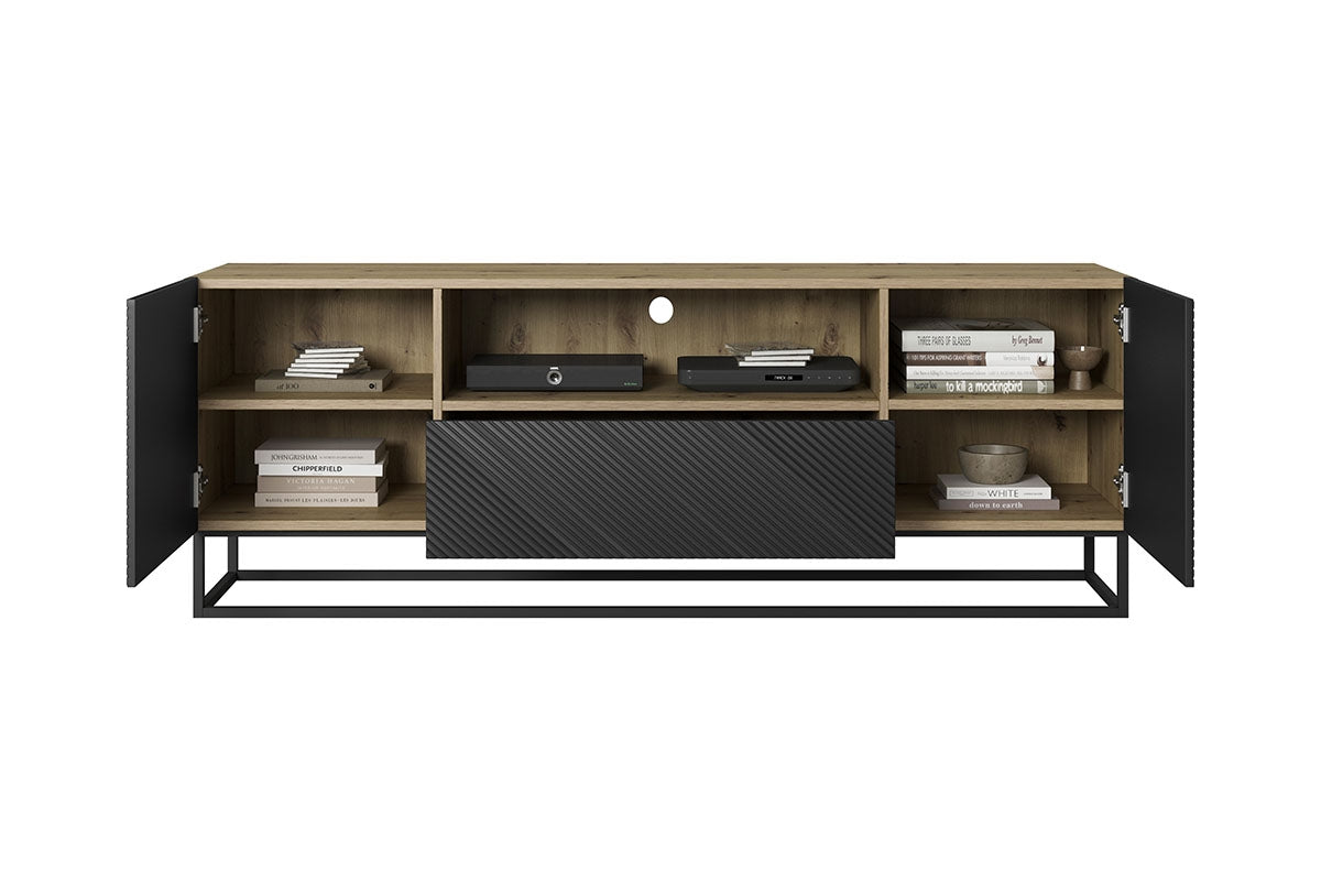 OSLO RTV kumode uz metāla kājām 167/60/40 melns/dabīgs - N1 Home