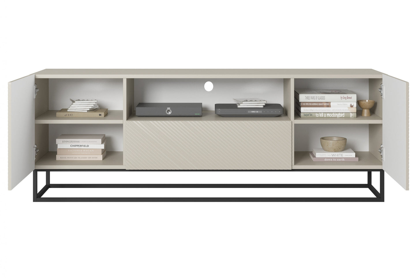 OSLO RTV kumode uz metāla kājām 167/60/40 cm kašmirs/melns - N1 Home