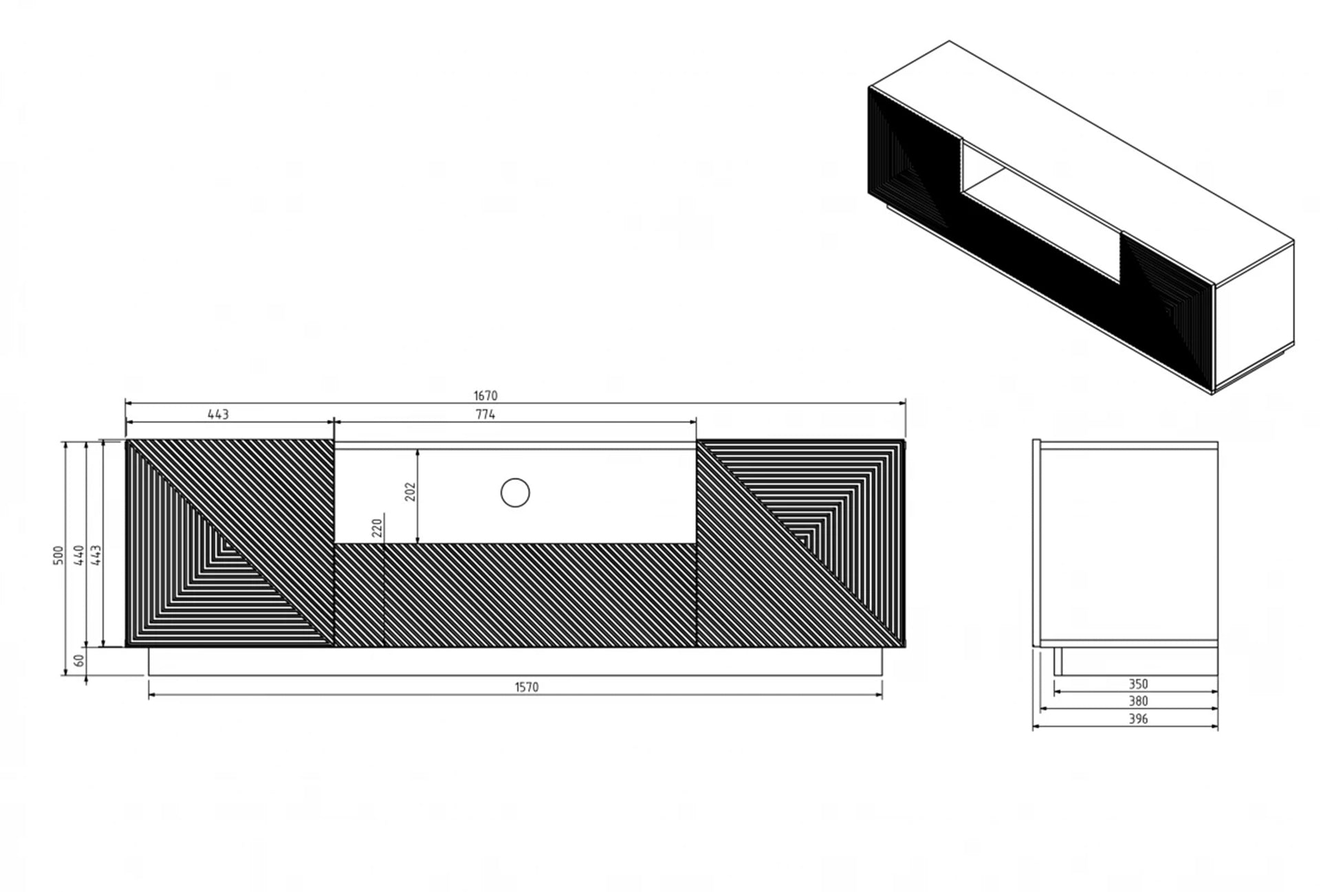 OSLO RTV kumode 167/50/40 cm kašmirs - N1 Home