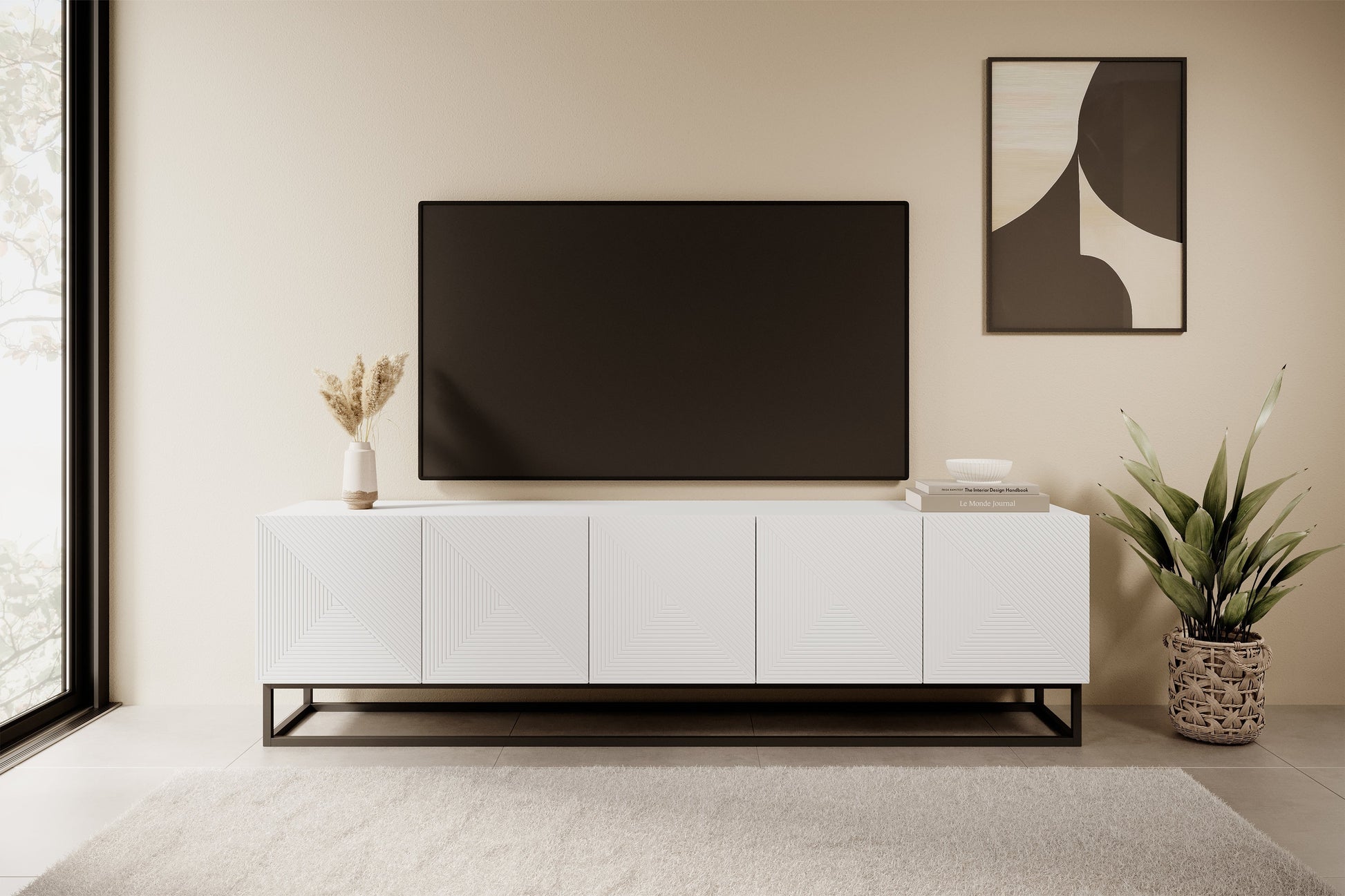 OSLO RTV kumode uz metāla kājām 200/56/40 balts - N1 Home