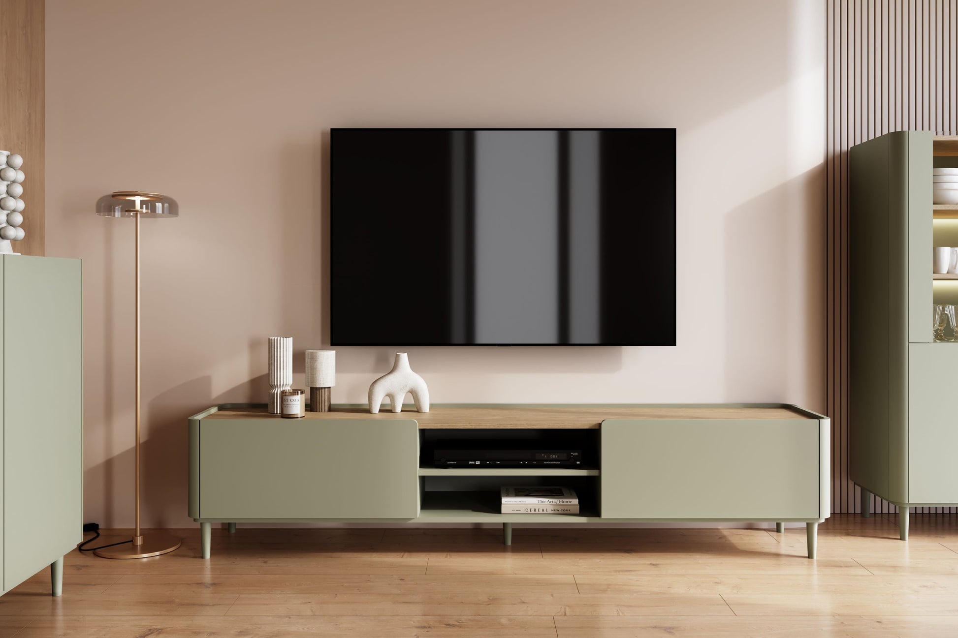 TV skapis Elva 220/48/48 cm Eikalipts / Baltijas kāpu ozols - N1 Home